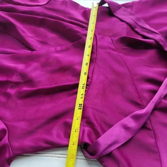 NWT Melonie T Plus Long Sleeve High-Low Fit Flare Dress Satin Mulberry Petite 6P - Picture 13 of 15